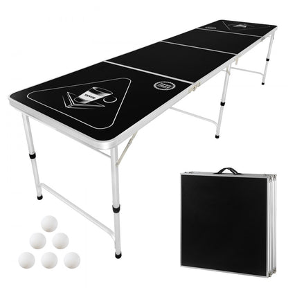 BP-01-2 - 8ft Folding Beer Pong Table with Storage & Carry Handle
