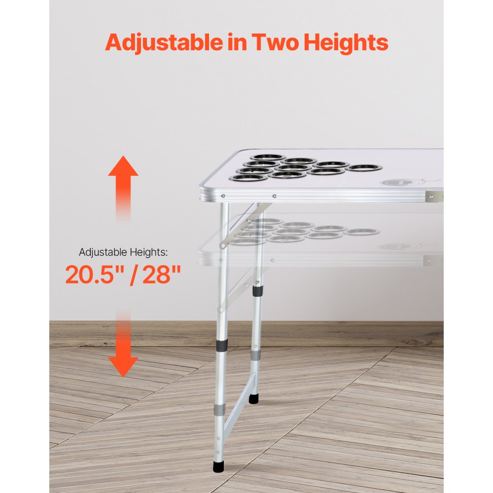 BP-08-2 - 8ft Foldable Beer Pong Table with Adjustable Height