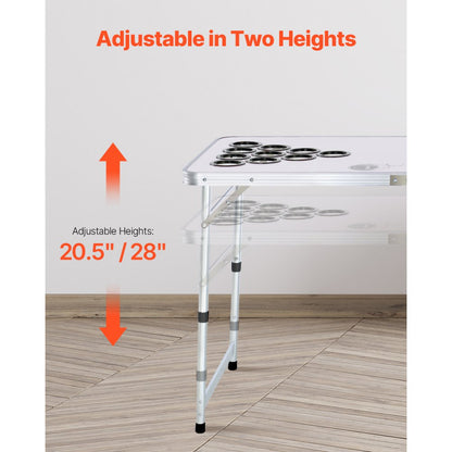 BP-08-2 - 8ft Foldable Beer Pong Table with Adjustable Height