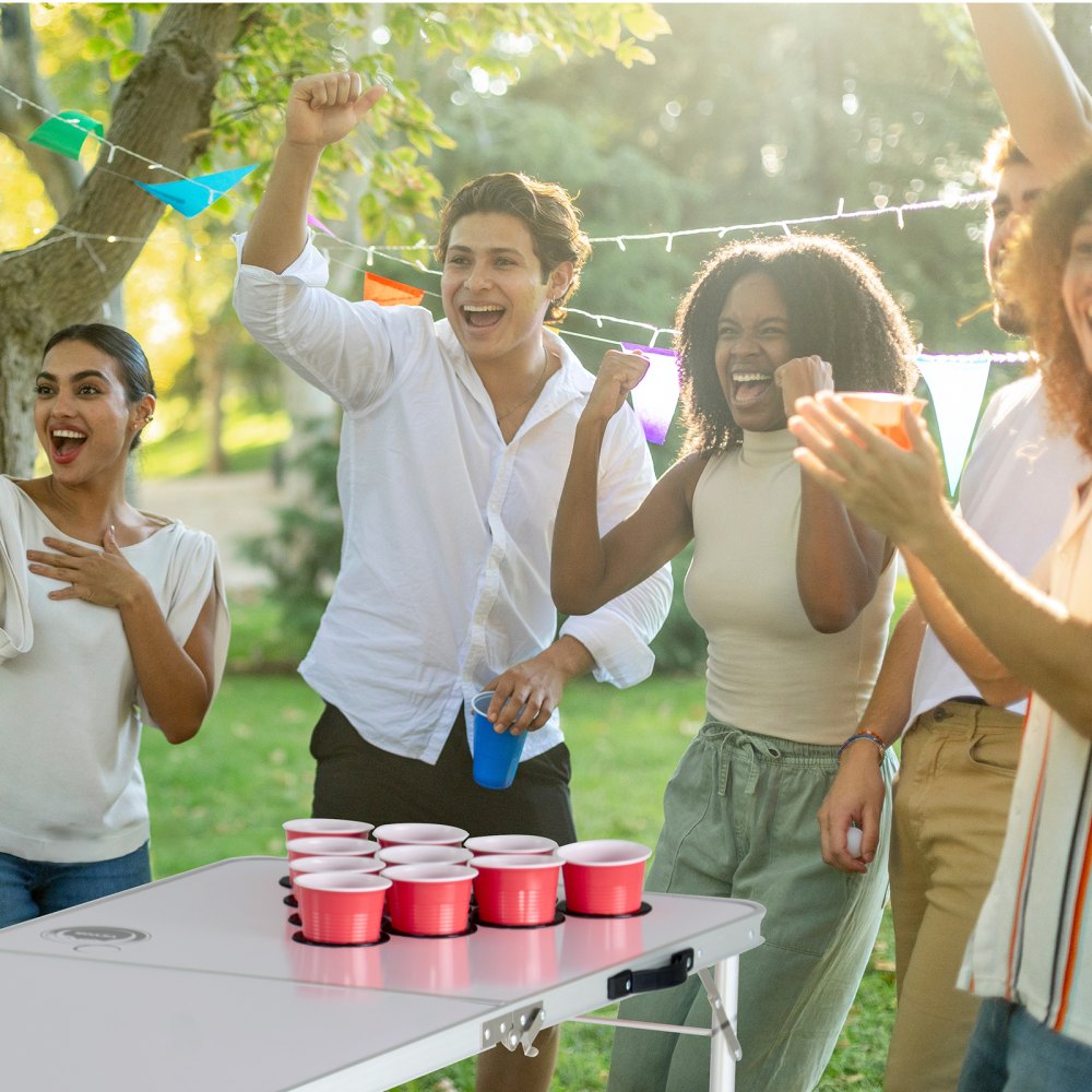 BP-08-2 - 8ft Foldable Beer Pong Table with Adjustable Height