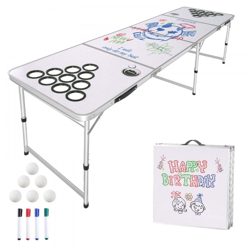 BP-08-2 - 8ft Foldable Beer Pong Table with Adjustable Height