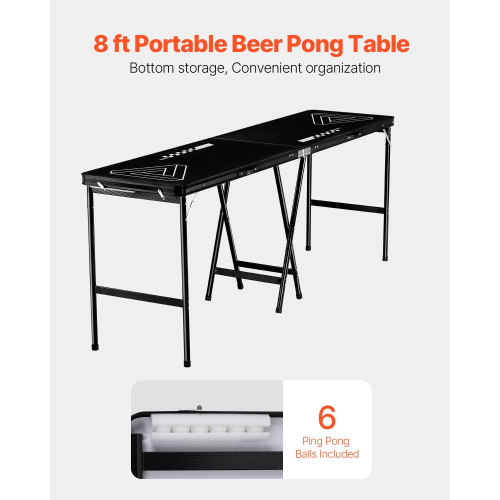 BP-8-PRO-2 - 8' Waterproof Beer Pong Table with Storage & Carry Handle