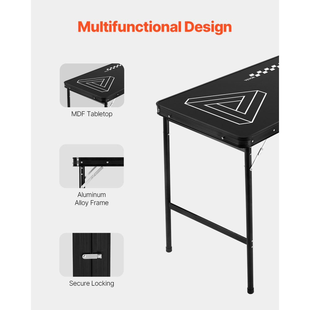 BP-8-PRO-2 - 8' Waterproof Beer Pong Table with Storage & Carry Handle