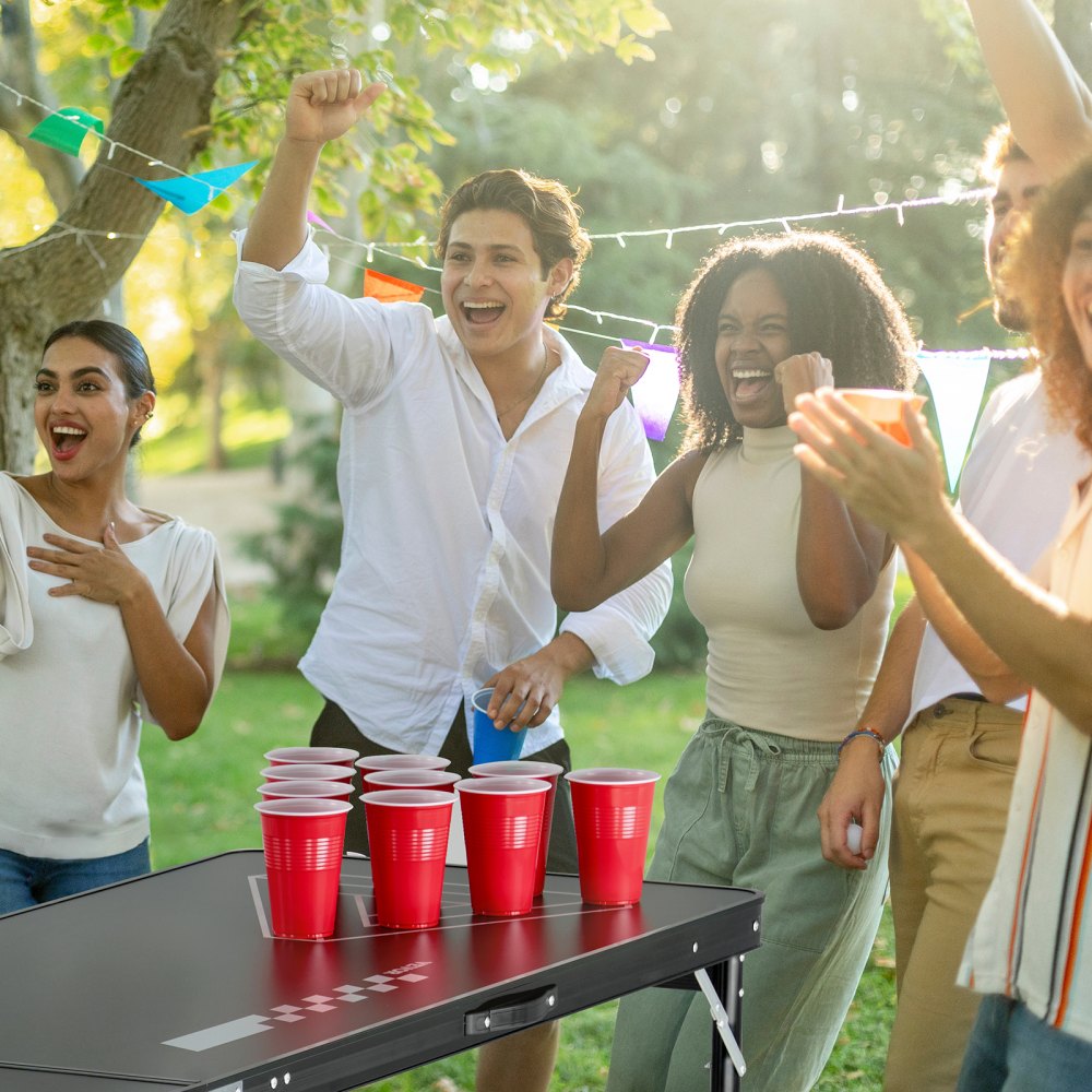 BP-8-PRO-2 - 8' Waterproof Beer Pong Table with Storage & Carry Handle