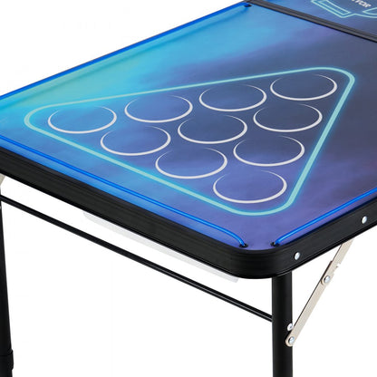 BP-01-LED - 8ft Foldable Beer Pong Table with LED Lights and Storage