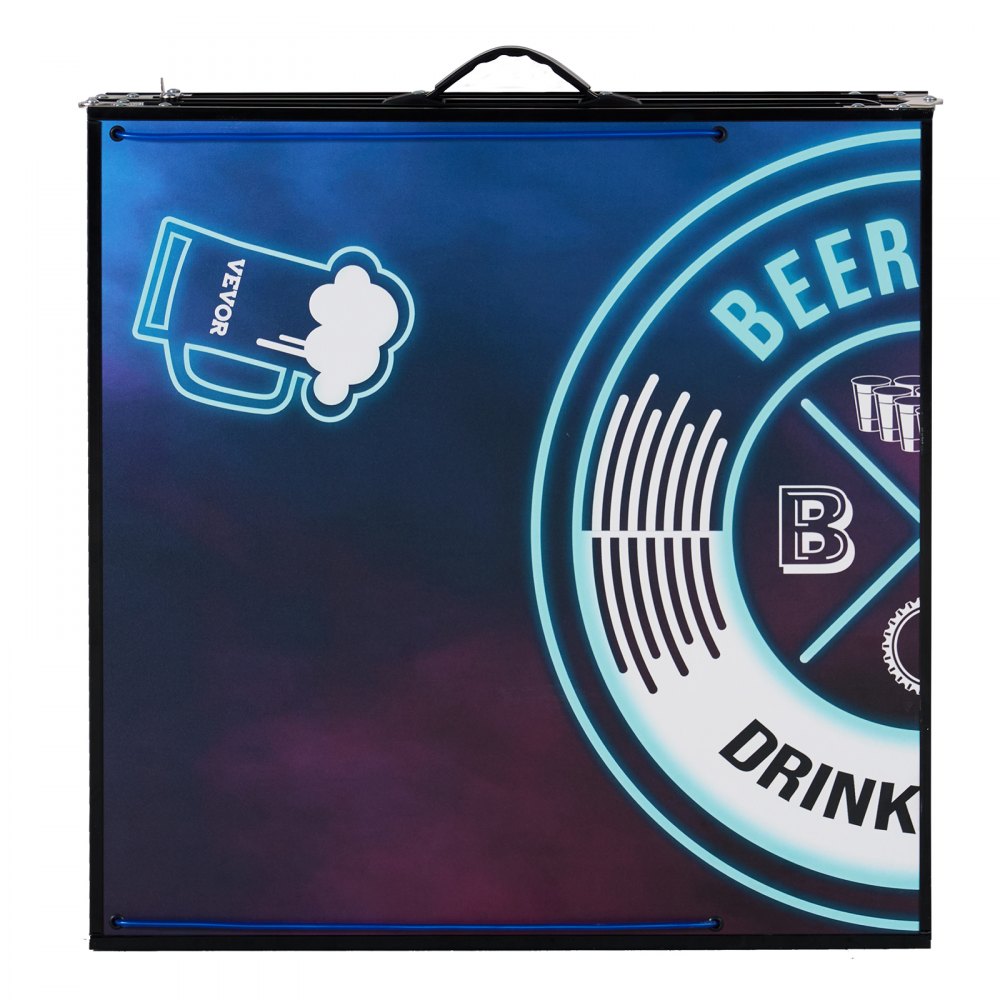 BP-01-LED - 8ft Foldable Beer Pong Table with LED Lights and Storage