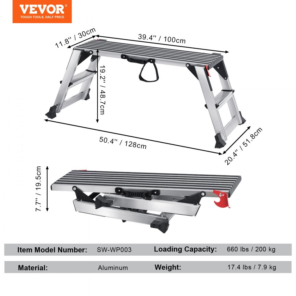 SW-WP003 - Heavy-Duty Aluminum Folding Work Platform, 660 lbs Capacity