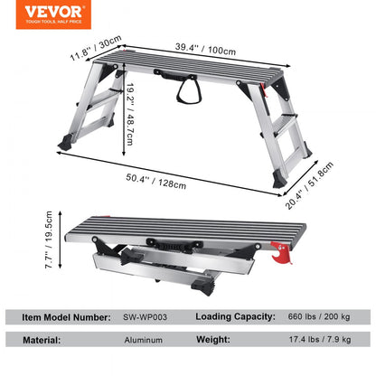 SW-WP003 - Heavy-Duty Aluminum Folding Work Platform, 660 lbs Capacity