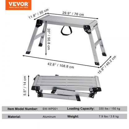 SW-WP001 - 330lbs Aluminum Folding Work Platform, 29.9'' x 11.8'' x 5.5''
