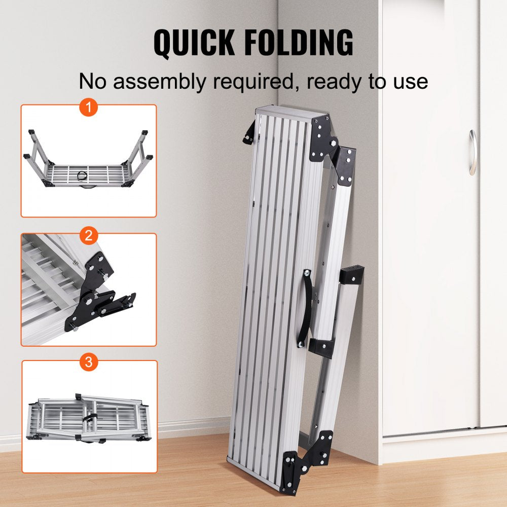 WK3552E-5 - Adjustable 330 lbs Aluminum Folding Platform Ladder for Various Tasks