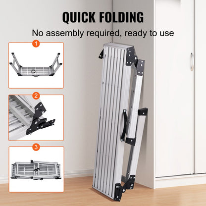 WK3552E-5 - Adjustable 330 lbs Aluminum Folding Platform Ladder for Various Tasks