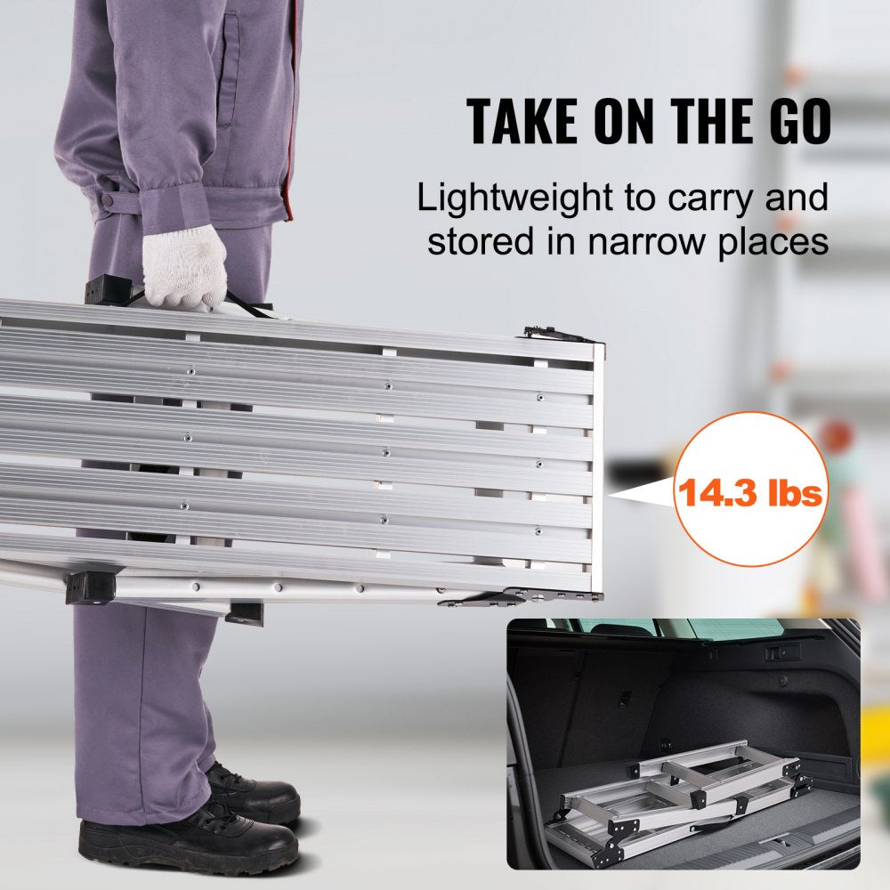 WK3552E-5 - Adjustable 330 lbs Aluminum Folding Platform Ladder for Various Tasks