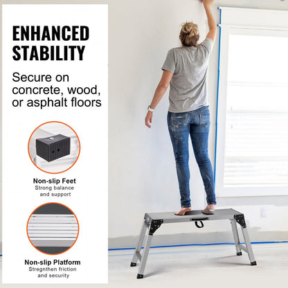 WK3552E-5 - Adjustable 330 lbs Aluminum Folding Platform Ladder for Various Tasks