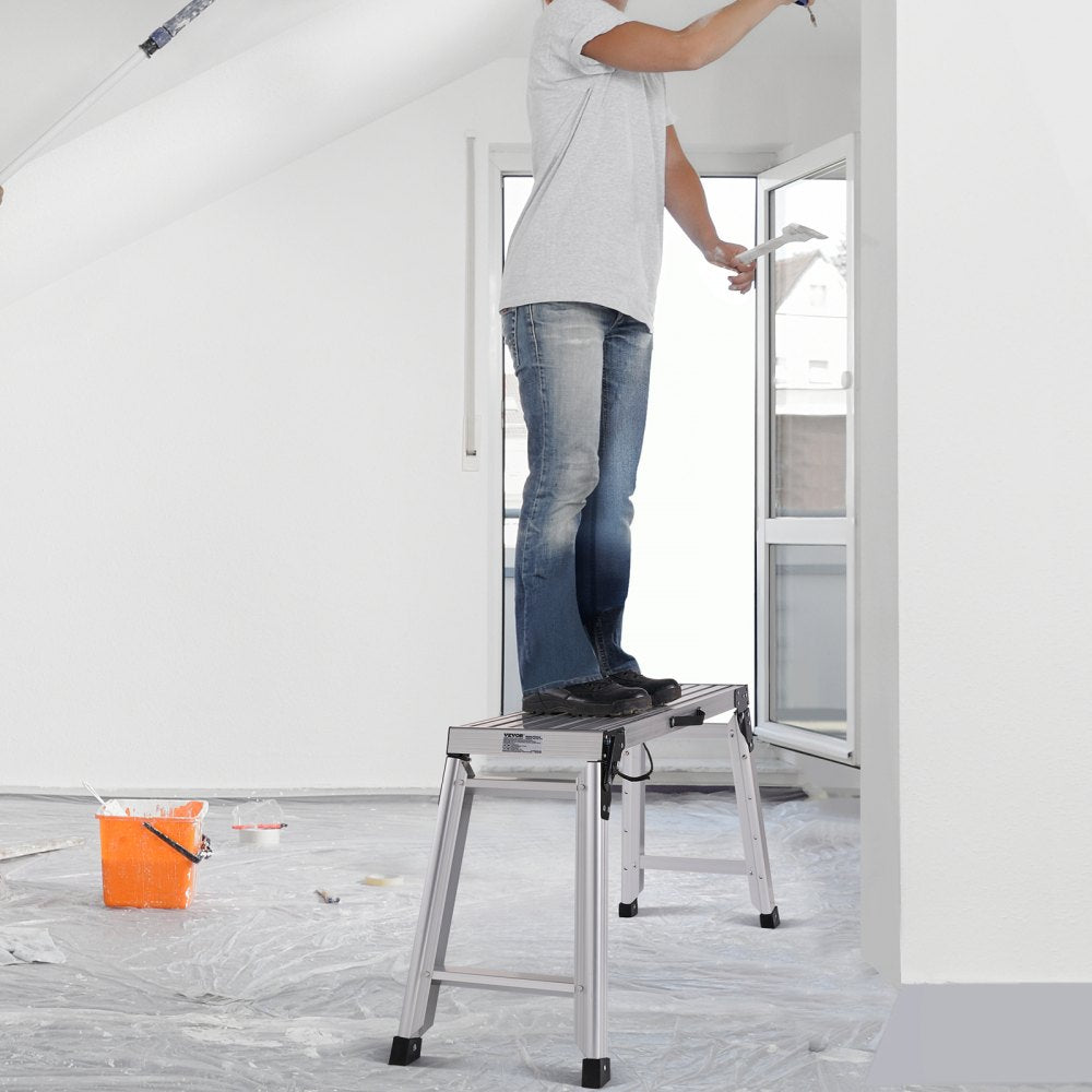 WK3552E-5 - Adjustable 330 lbs Aluminum Folding Platform Ladder for Various Tasks