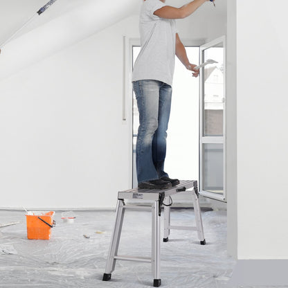 WK3552E-5 - Adjustable 330 lbs Aluminum Folding Platform Ladder for Various Tasks