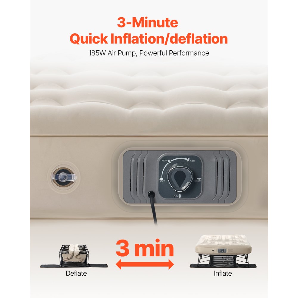 BF004 - Durable Inflatable Camping Bed with Built-in Pump, 2-Person Capacity