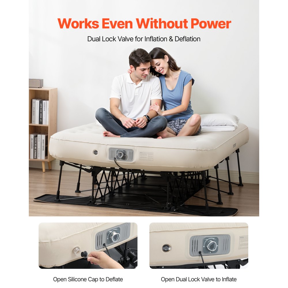 BF004 - Durable Inflatable Camping Bed with Built-in Pump, 2-Person Capacity