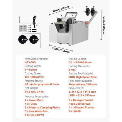 HZX-100 - Automatic Tube Cutter, 1-85mm Width, 100 Cuts/Min