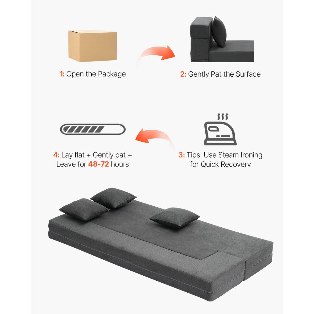 ZDSFD-5 - Compact Foam Folding Sofa Bed with Washable Cover, 40.55" x 75.98"