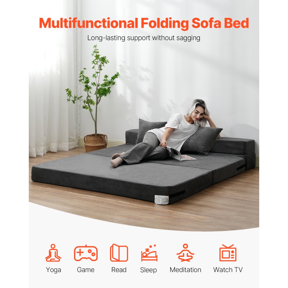 ZDSFD-3 - 3-in-1 Folding Sofa Bed with Memory Foam and Washable Cover