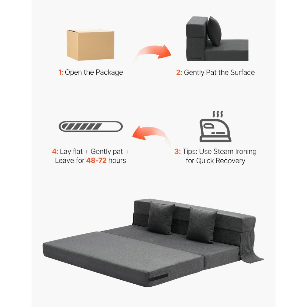 ZDSFD-3 - 3-in-1 Folding Sofa Bed with Memory Foam and Washable Cover