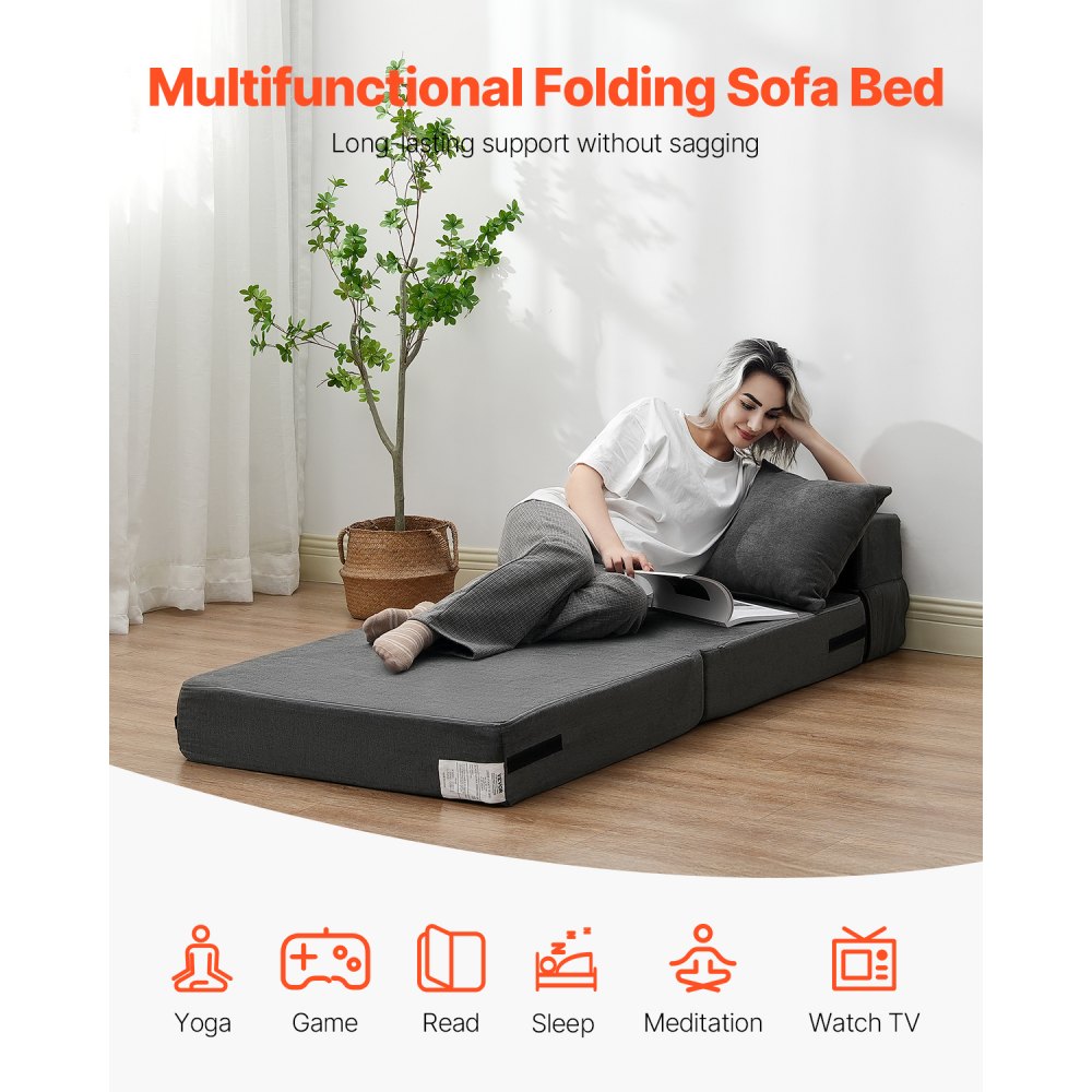 ZDSFD-1 - Versatile Folding Sofa Bed with Velvet Cover and Lumbar Support