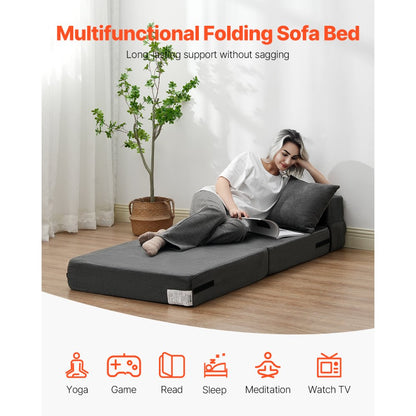 ZDSFD-1 - Versatile Folding Sofa Bed with Velvet Cover and Lumbar Support