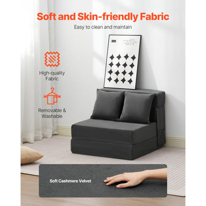 ZDSFD-1 - Versatile Folding Sofa Bed with Velvet Cover and Lumbar Support