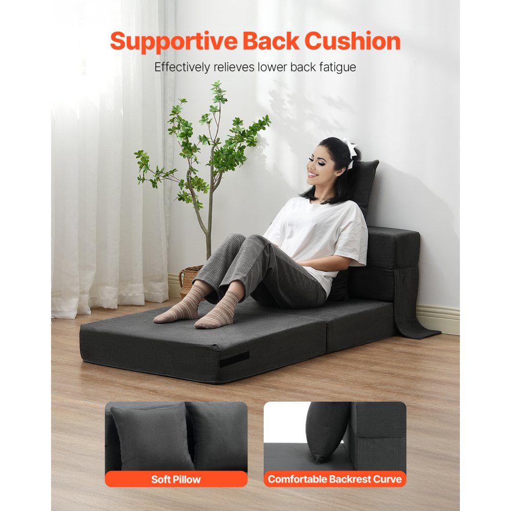 ZDSFD-1 - Versatile Folding Sofa Bed with Velvet Cover and Lumbar Support