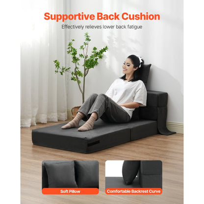 ZDSFD-1 - Versatile Folding Sofa Bed with Velvet Cover and Lumbar Support