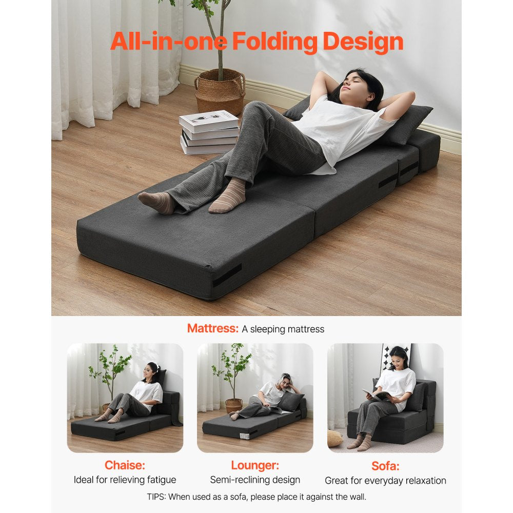 ZDSFD-1 - Versatile Folding Sofa Bed with Velvet Cover and Lumbar Support