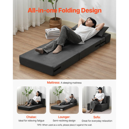 ZDSFD-1 - Versatile Folding Sofa Bed with Velvet Cover and Lumbar Support