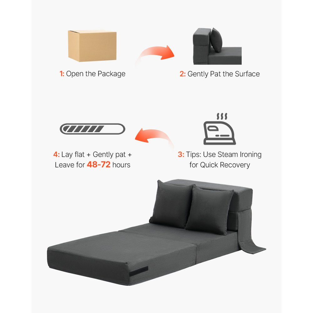 ZDSFD-1 - Versatile Folding Sofa Bed with Velvet Cover and Lumbar Support