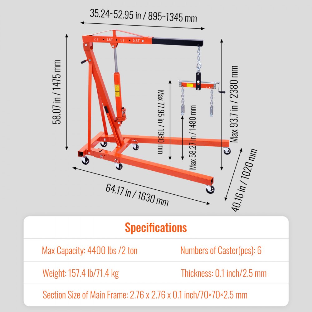 2-1 EHL - 2 Ton Hydraulic Engine Hoist for Easy Lifting