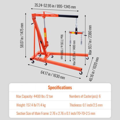 2-1 EHL - 2 Ton Hydraulic Engine Hoist for Easy Lifting