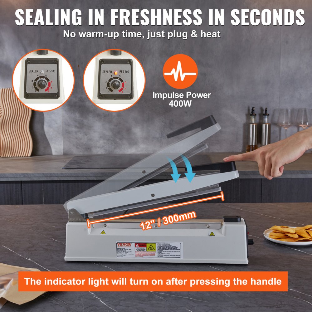 PFS-300L - Versatile 12" Heat Sealer with 8 Adjustable Settings for Perfect Seals