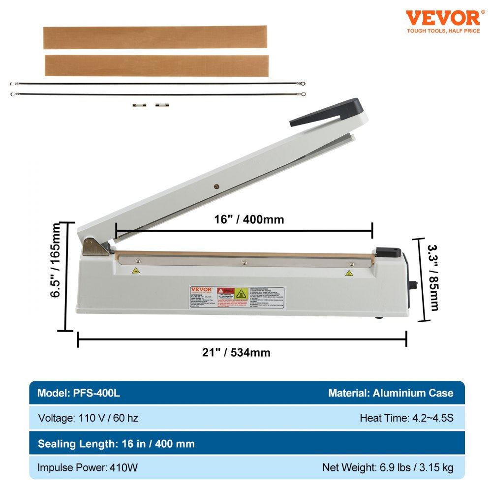 PFS-400L - 16" Portable Impulse Sealer for Food & Crafts