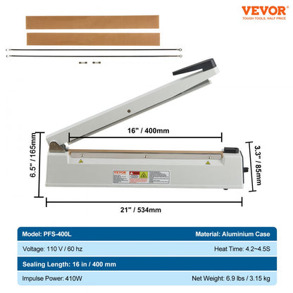 PFS-400L - 16" Portable Impulse Sealer for Food & Crafts