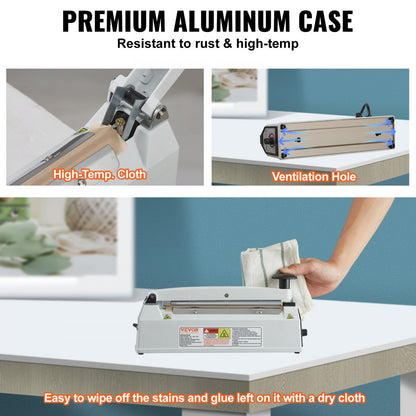 PFS-200L - 8" Manual Impulse Sealer with Adjustable Heat Settings