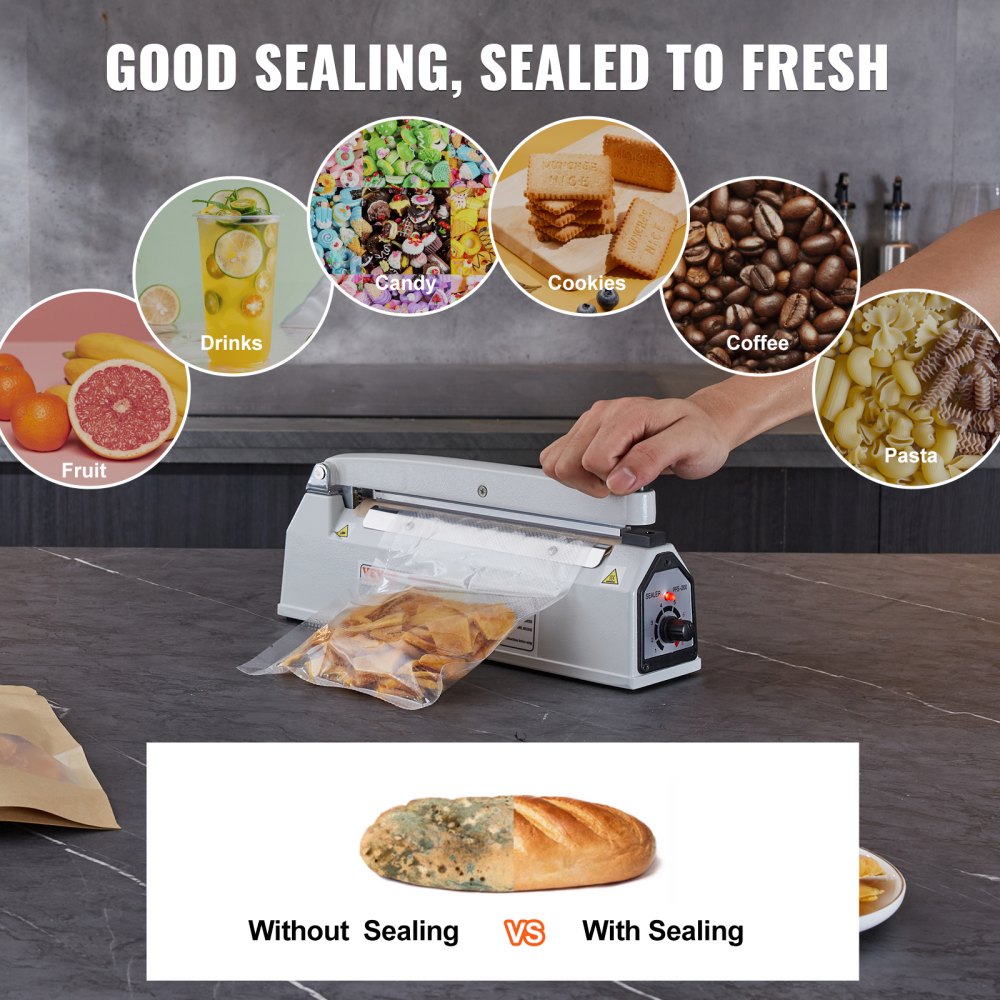 PFS-200L - 8" Manual Impulse Sealer with Adjustable Heat Settings