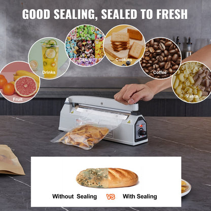 PFS-200L - 8" Manual Impulse Sealer with Adjustable Heat Settings
