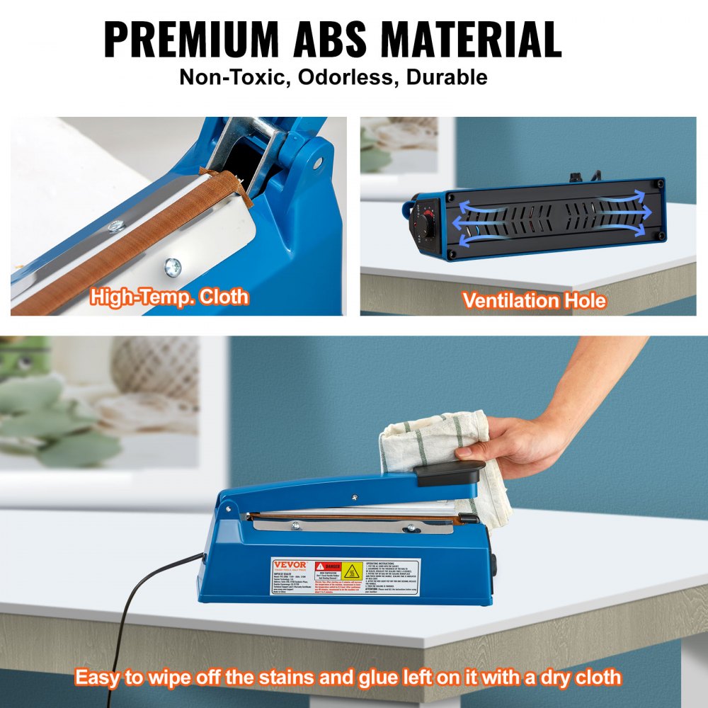 PFS-200A - 8" VEVOR Manual Impulse Sealer with 8 Heat Settings
