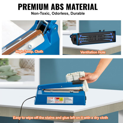 PFS-200A - 8" VEVOR Manual Impulse Sealer with 8 Heat Settings