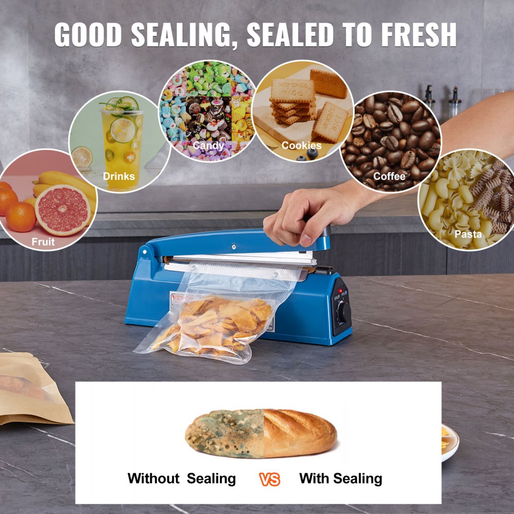 PFS-200A - 8" VEVOR Manual Impulse Sealer with 8 Heat Settings