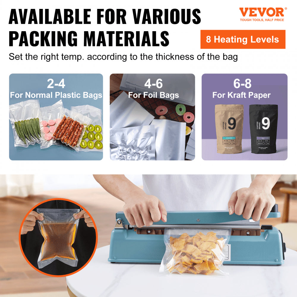 PFS-300I - 12" VEVOR Impulse Sealer with Adjustable Heating for Versatile Sealing