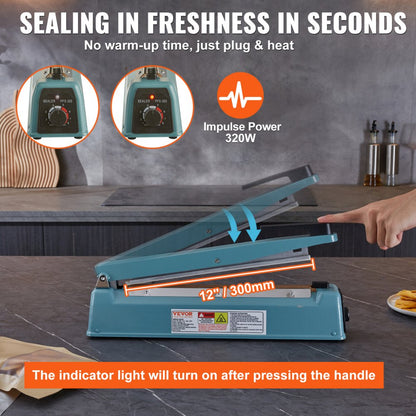 PFS-300I - 12" VEVOR Impulse Sealer with Adjustable Heating for Versatile Sealing