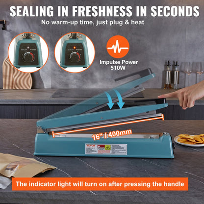 PFS-400I - 16" Portable Impulse Sealer with Adjustable Heat Levels