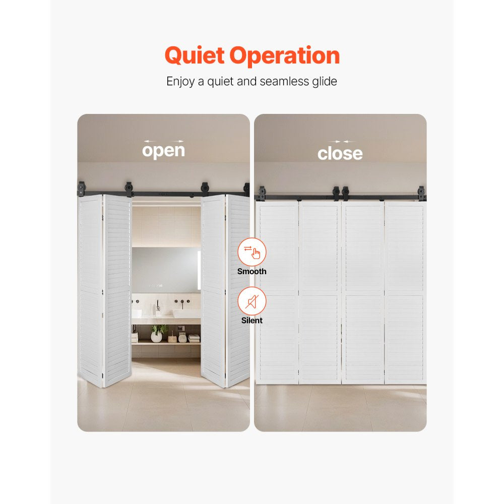 64IN-2D-4K - Durable 64" Bi-Folding Barn Door Hardware Kit for Heavy Doors