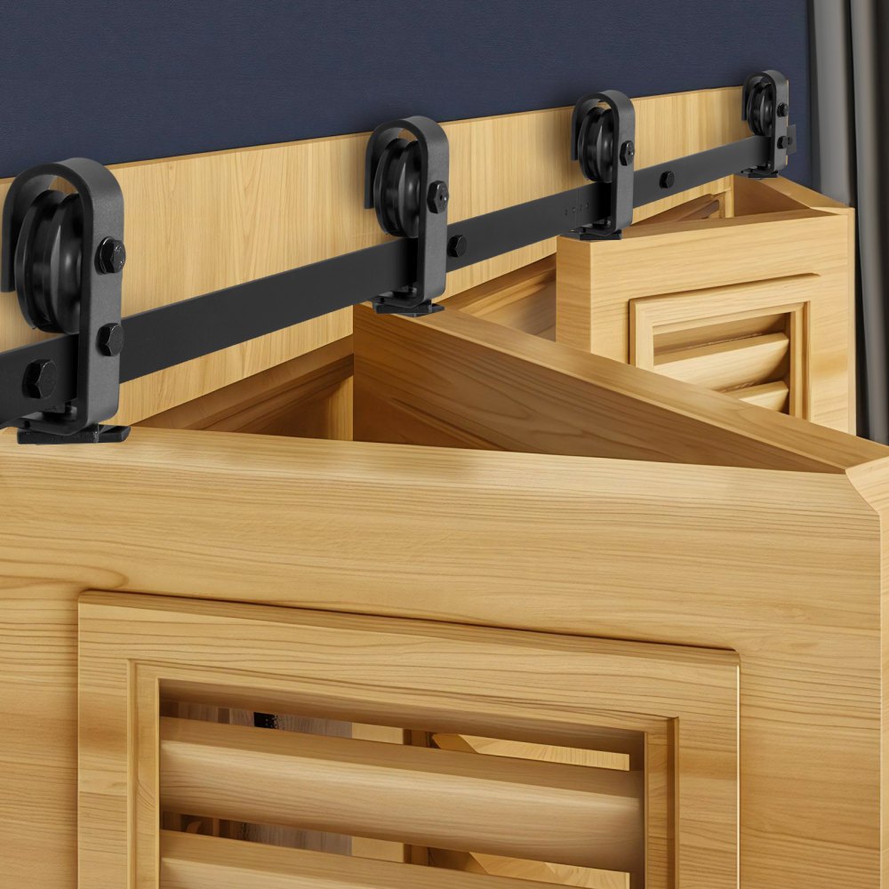 64IN-2D-4K - Durable 64" Bi-Folding Barn Door Hardware Kit for Heavy Doors