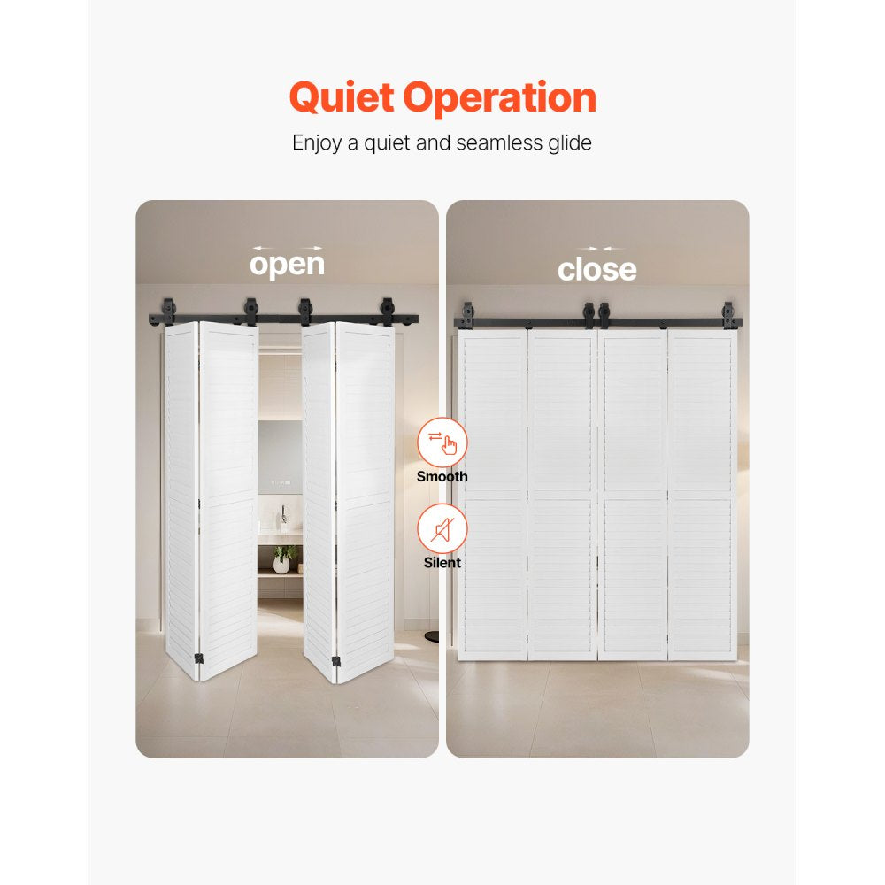 52IN-2D-4K - 52" Bi-Folding Carbon Steel Barn Door Hardware Kit